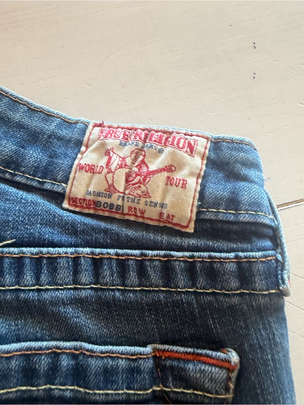 VTG True Religion Womens Bobby Low Rise Flare Distressed Jeans Size 28 Y2K 90s - Picture 3 of 6